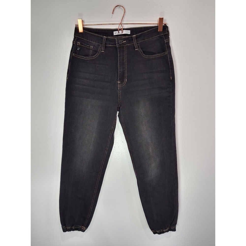 KanCan Women Black High Rise Denim Joggers‎ Faded Stretch Jeans 27 126104